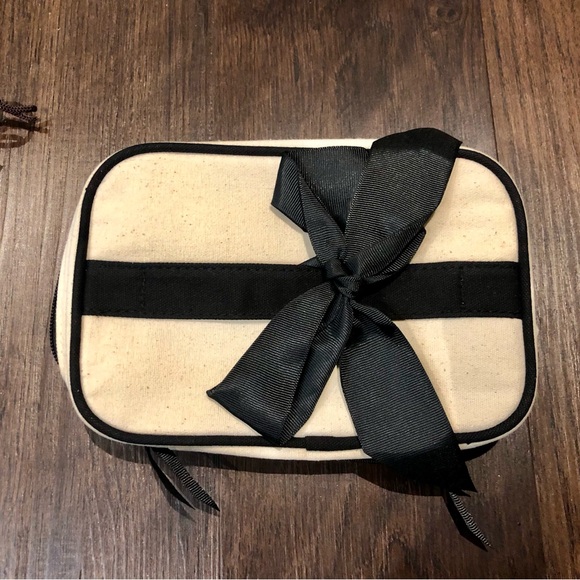 Black and White Cosmetic Bag with Bow by Hallmart Collectibles - Picture 2 of 10